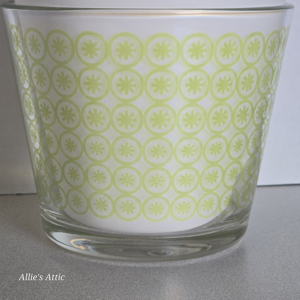 Flower‎ Power Ice Bucket Colony Green Floral Vintage 70s Retro Glass Bowl Decor